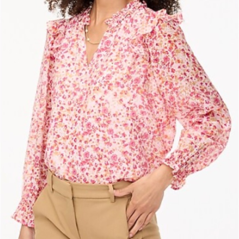 J. Crew Ruffle Collar Blouse - Size Large
